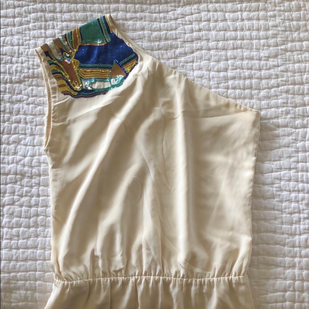 Tibi silk cream embellishment dress